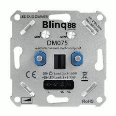 Duo Dimmer  2 X 3-75W Elektronische Zekering - Dm075