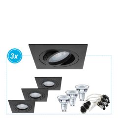 LED inbouwspot Alon zwart, 3 stuks