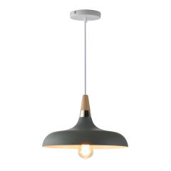 Hanglamp Grijs Aluminium met hout - Valott Hanna